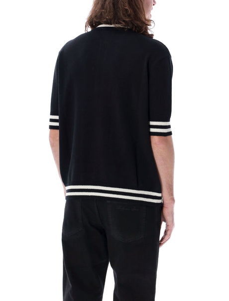 BALMAIN Black Signature Knit Polo Shirt for Men