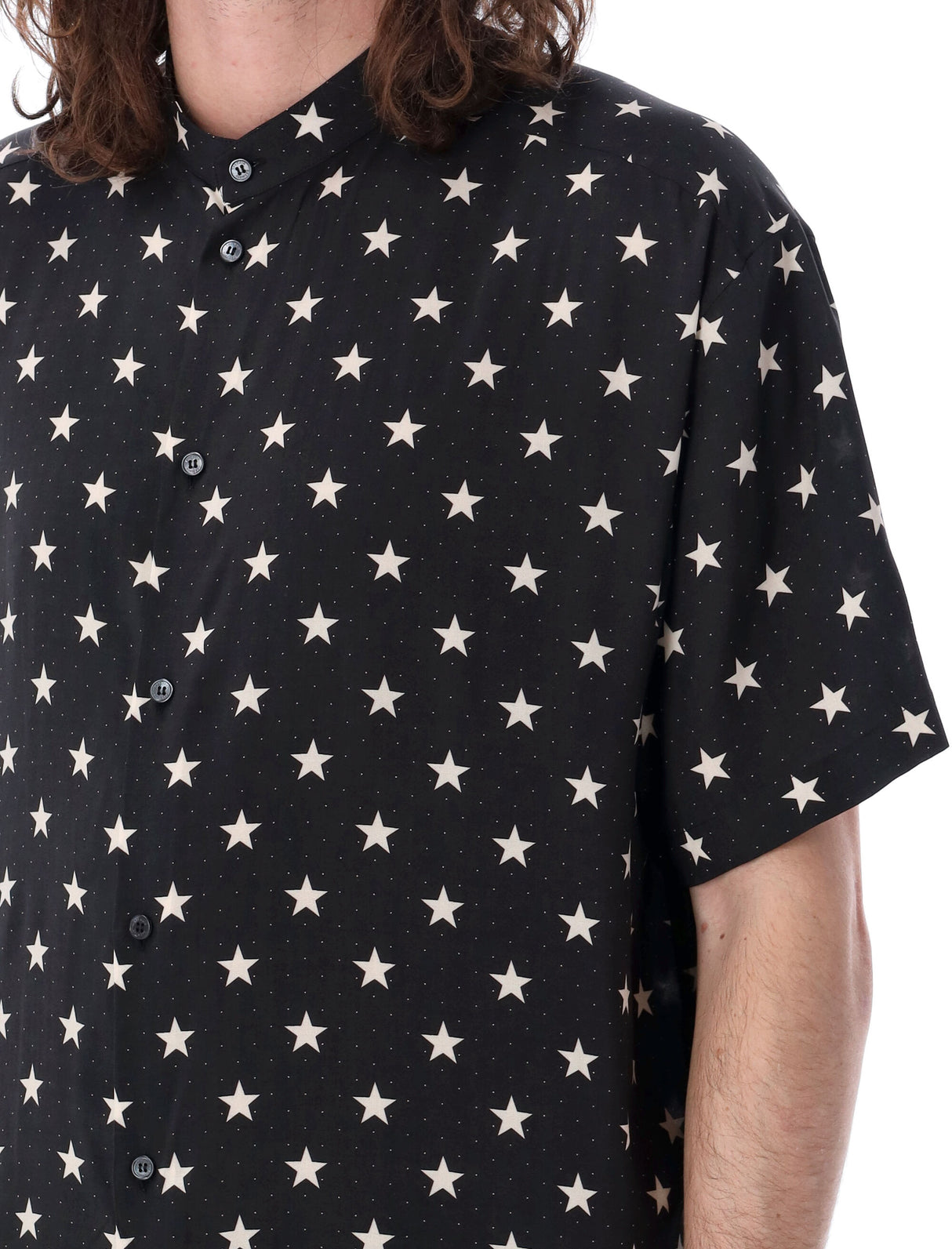 BALMAIN Men's Star Print Shirt - Black