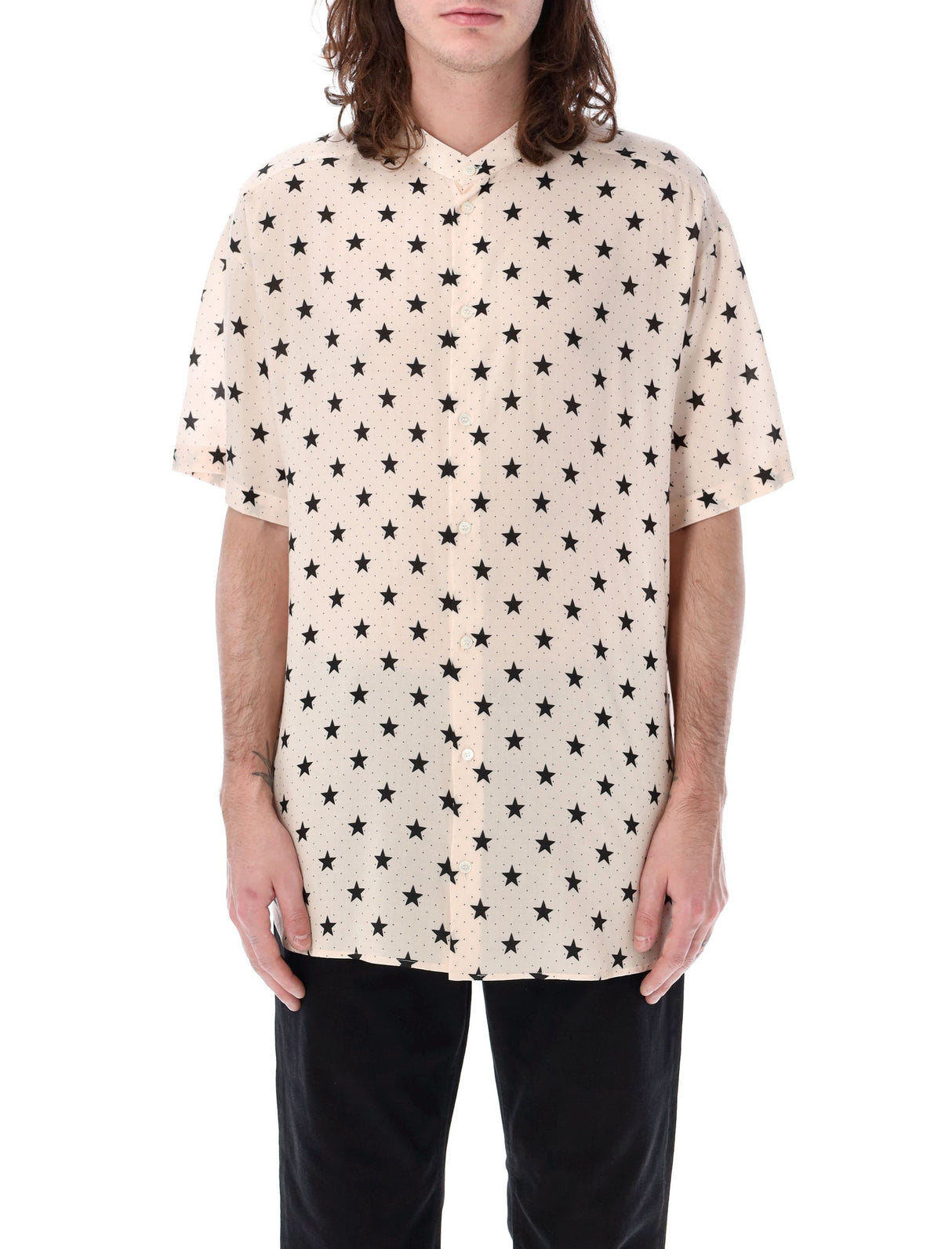 BALMAIN Men's Star Print Shirt in White - SS24 Collection