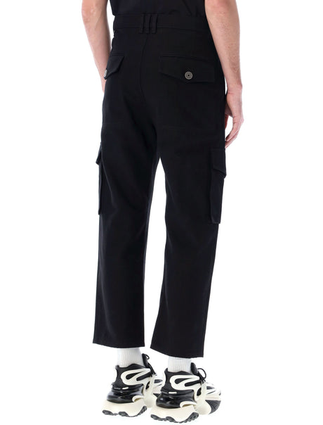 BALMAIN Men's Black Tapered Cargo Pants for SS24