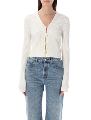White Curved Rib Cardigan for Women by Chloé - SS24