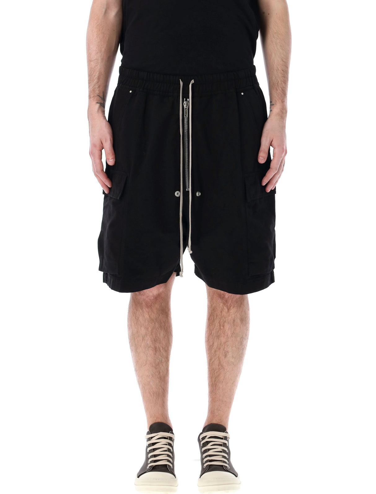 Men's Elastic Waist Drop Crotch Cargo Shorts
