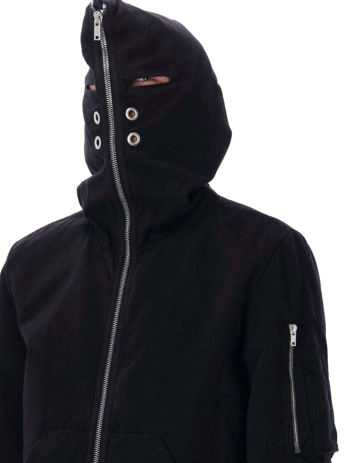 Black Oversized Fit Gimp Flight Bomber Jacket - Men's Cotton Faille Outerwear