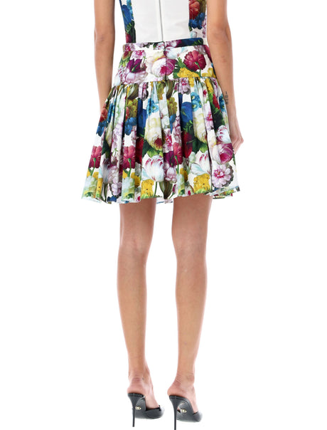 DOLCE & GABBANA Floral Print High-Waisted Cotton Skirt