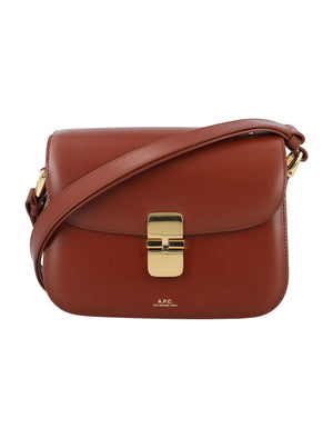 Trapezoidal Leather Handbag for Women - Noisette