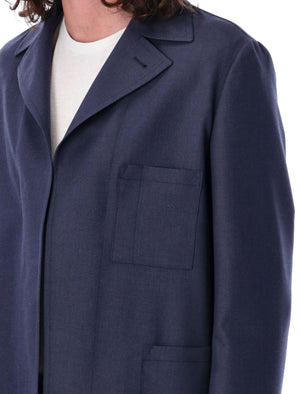 FENDI Men's Single-Breasted Wool Jacket in Mirto Blue - Spring/Summer '24 Collection