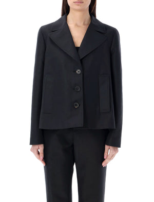 Áo blazer A-Line đen cady cho phụ nữ