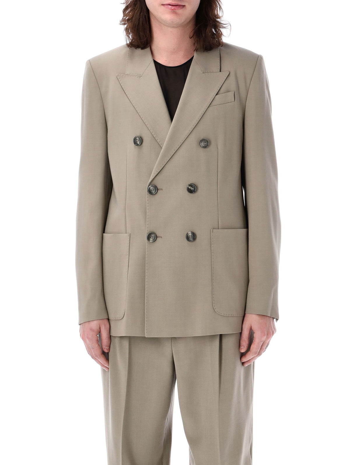 Áo blazer hai lớp màu nâu nhạt dành cho nam mùa xuân/hè năm 2024