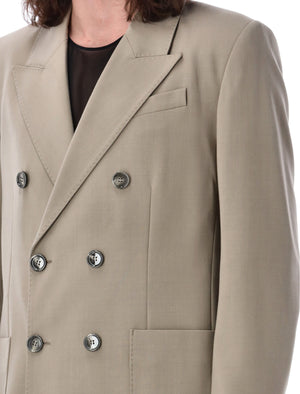 AMI PARIS Mens Light Taupe Double Breasted Blazer for Spring/Summer 2024
