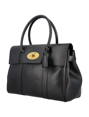 MULBERRY Small Black Leather Handbag with Postman's Lock Closure