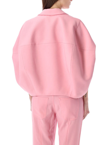 MARNI Pink Cady Jacket with Mending Embroidery and Dropped Shoulders