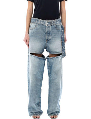 SSHEENA Vintage Blue Low-Rise Symmetrical Cut Jeans for Women - SS24