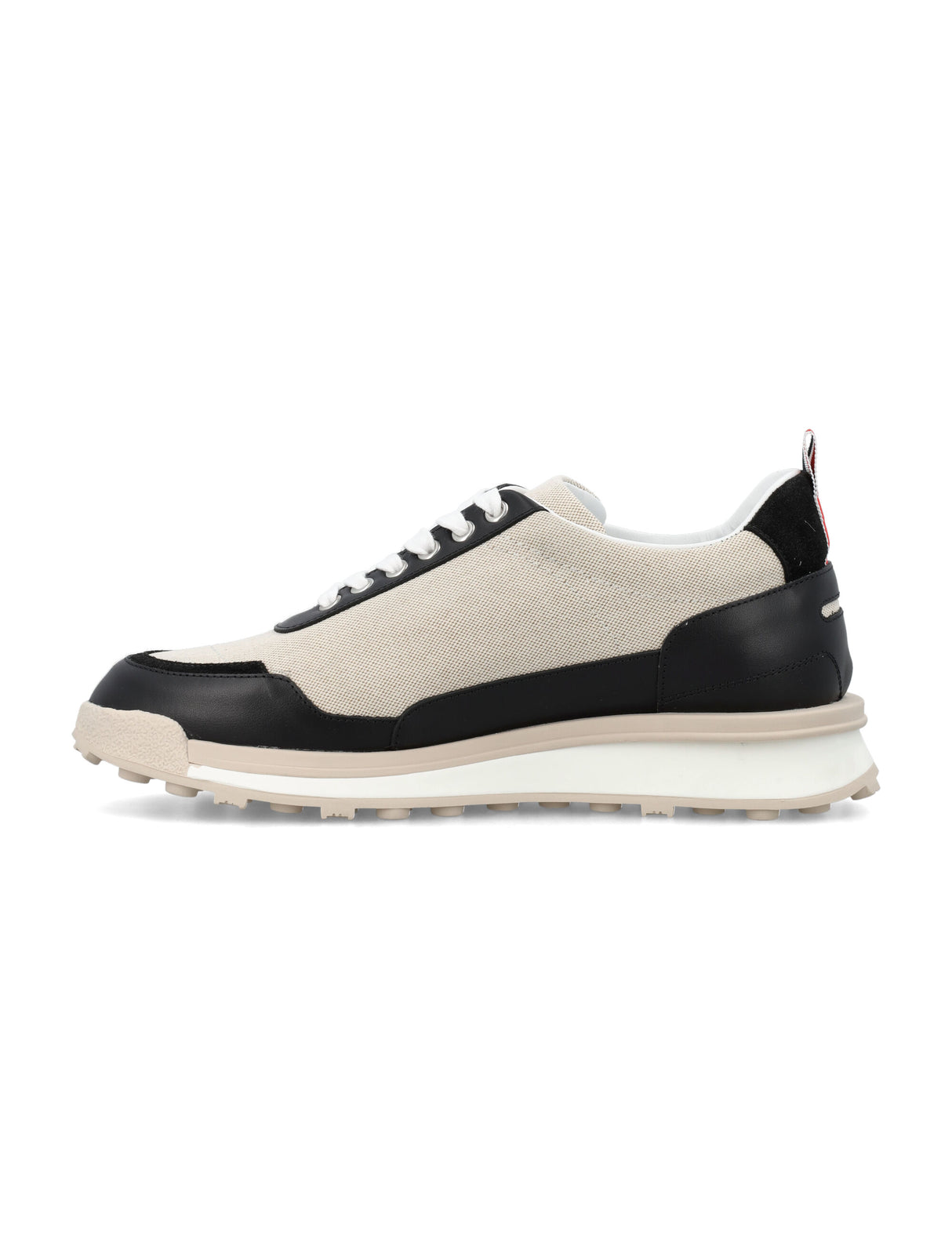 THOM BROWNE Men's Salt and Pepper Cotton Alumni Trainers for SS24