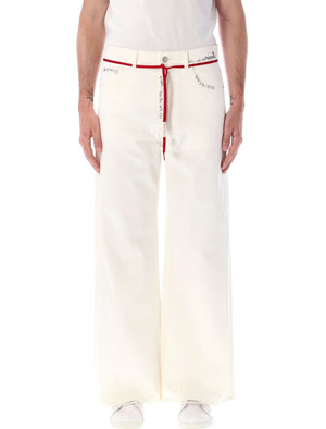 男士白色棉質織布褲子 2024夏季款