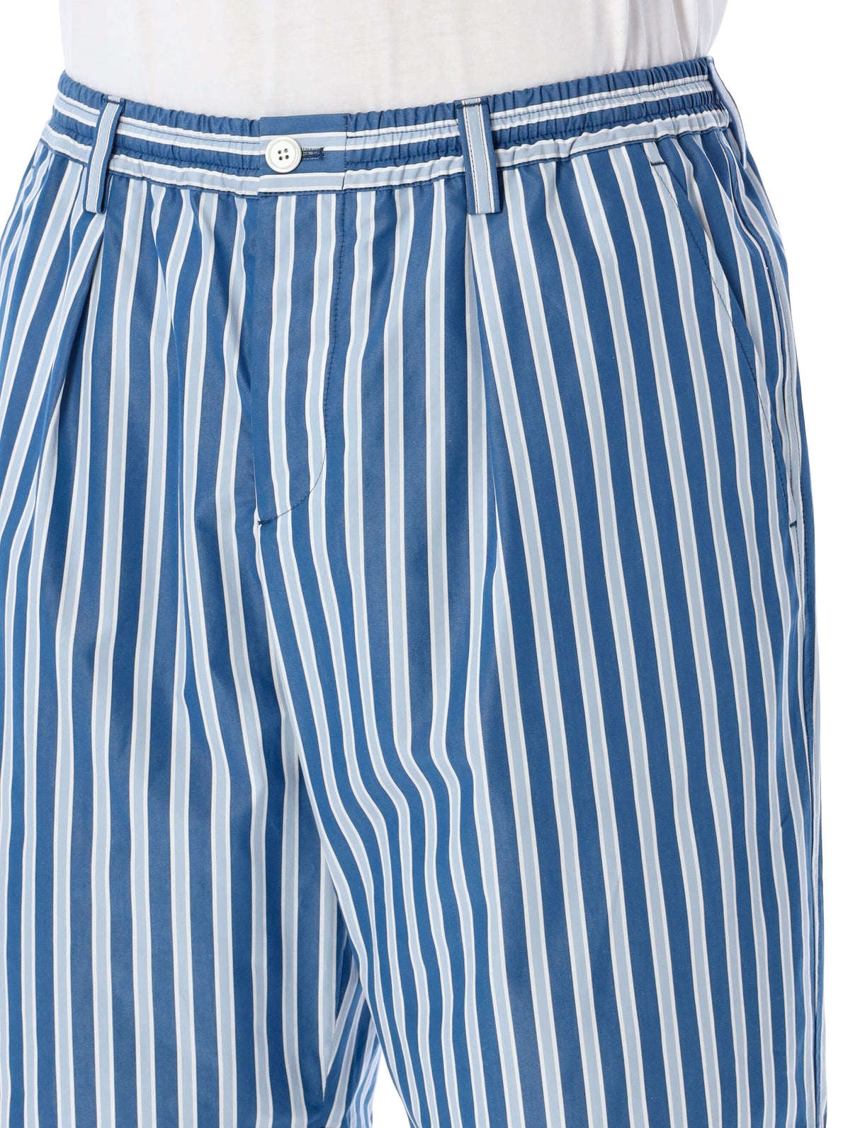 White Striped Bermuda Shorts for Men by MARNI