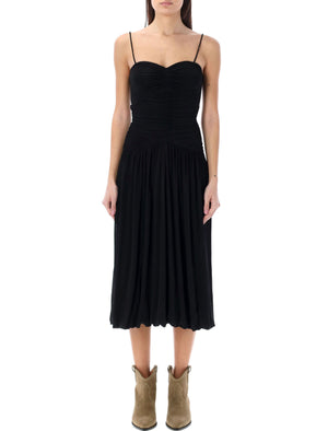 Váy Midi Elisabeth màu đen với cổ áo kiểu tim và eo thả