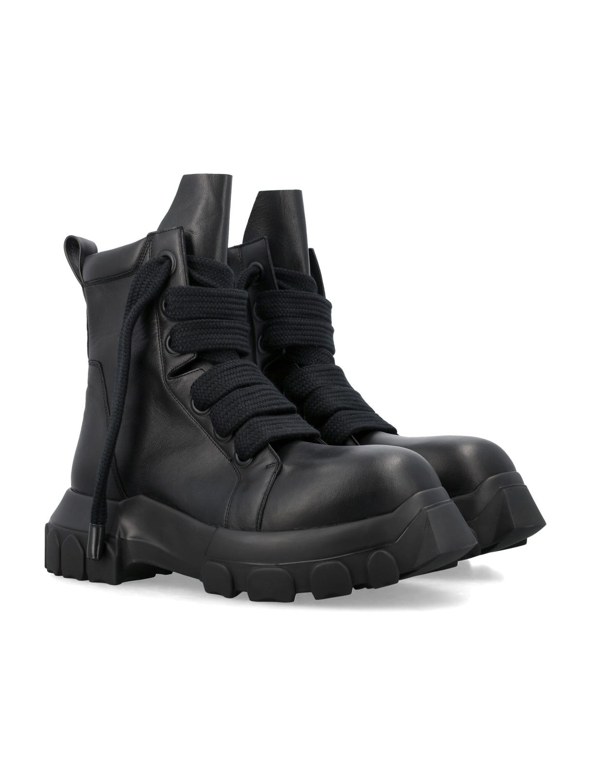 RICK OWENS Men's Black Jumbolaced Bozo Tractor Boots for SS24
