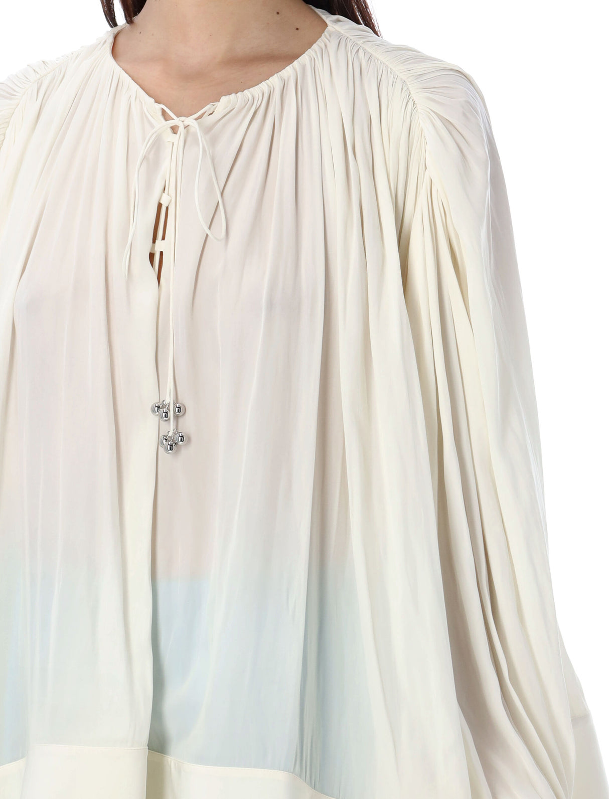 女性用ホワイトドレープオーバーサイズシャツ - SS24コレクション