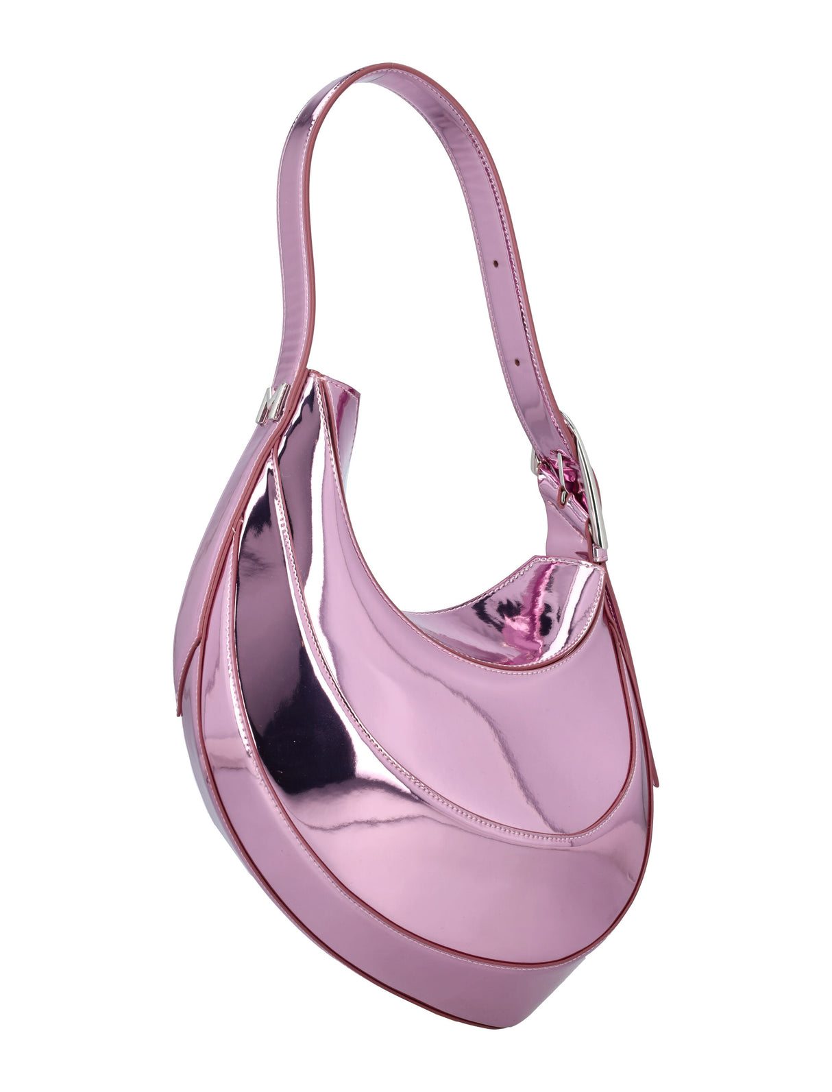 粉色 镂空流线型手提包 - 迪龙