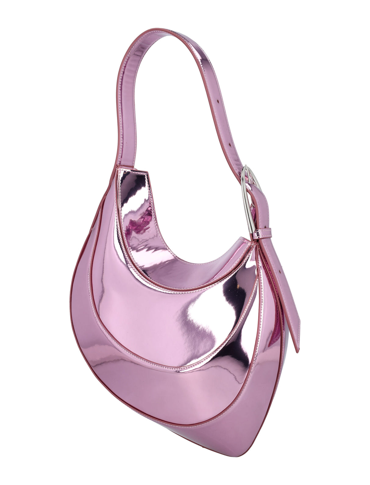 ピンクのメタリックカーブハンドバッグ for 女性