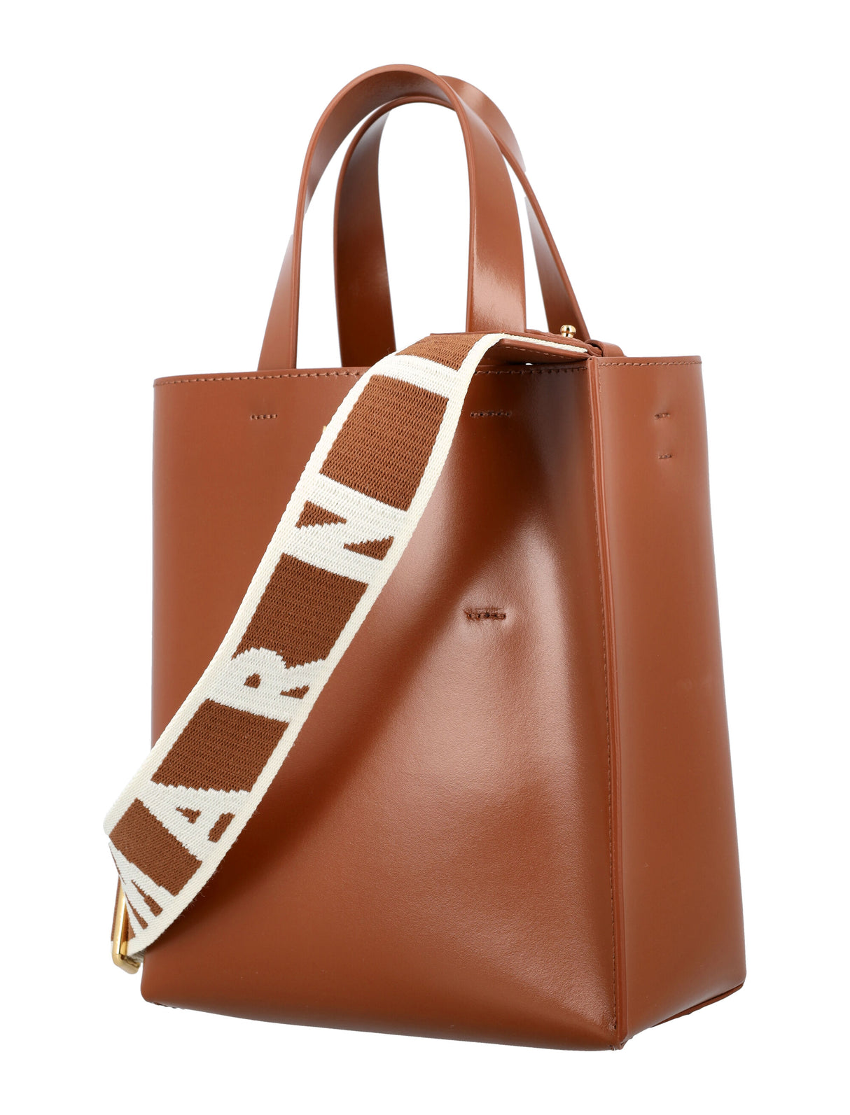 MARNI Women's Mini Museo Leather Crossbody Bag in Brown