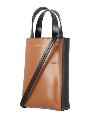 Pompeii/Black Leather Mini Crossbody Bag for Women