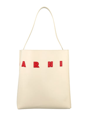 Leather Medium Museum Tote - Puffy Marni Patch Design, Unlined, Internal Zip Pocket