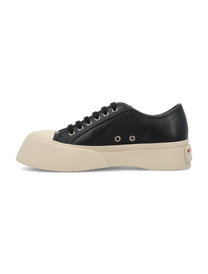 MARNI Chunky Black Leather Lace-Up Sneakers for Women | SS24 Season