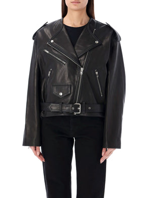 Audric Leather Jacket - 女性用ブラックレザージャケット、2024年春夏用