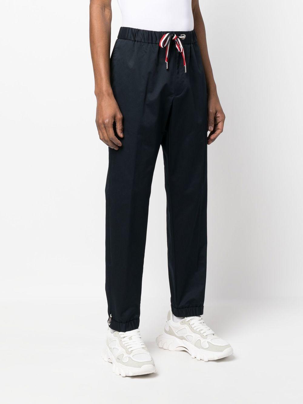 MONCLER Blue Cotton Trousers with Striped Detail for Men