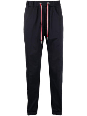 MONCLER Blue Cotton Trousers with Striped Detail for Men
