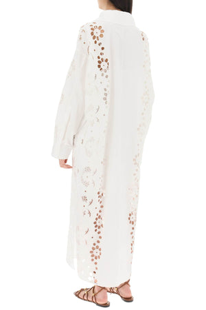 花柄刺繍のエレガントなマキシカフタンドレス