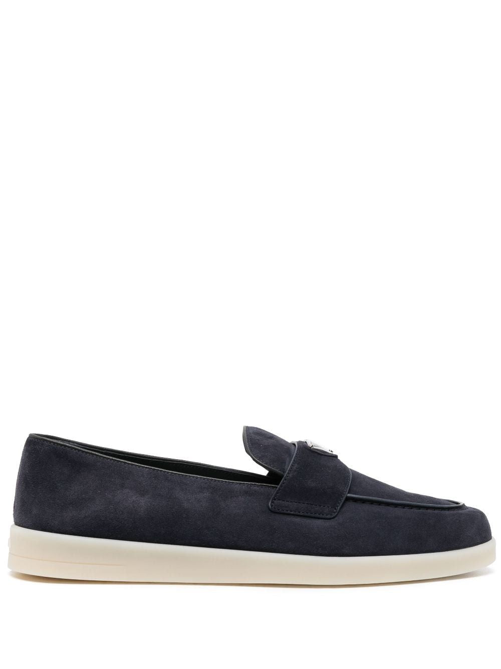 PRADA Blue Leather Saint Tropez Loafers for Men - SS24 Collection