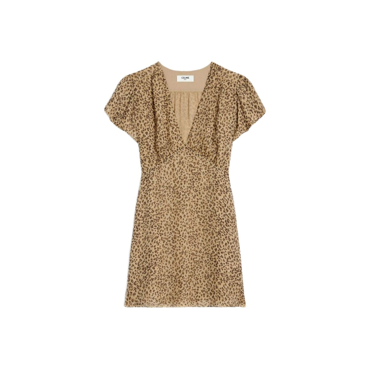 CELINE Leopard-Print Mini Dress for Women - Brown