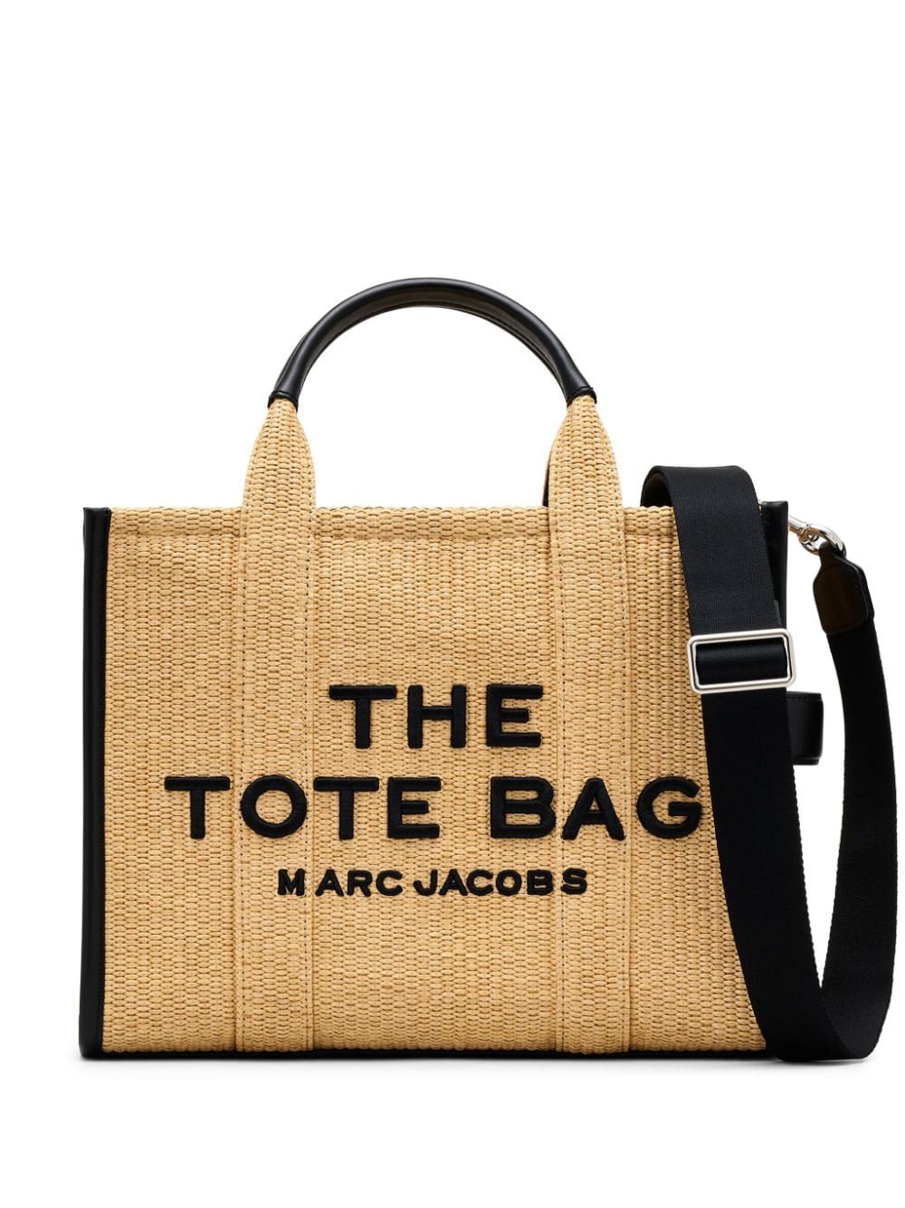 MARC JACOBS Medium Beige Raffia Logo Tote Handbag for Women
