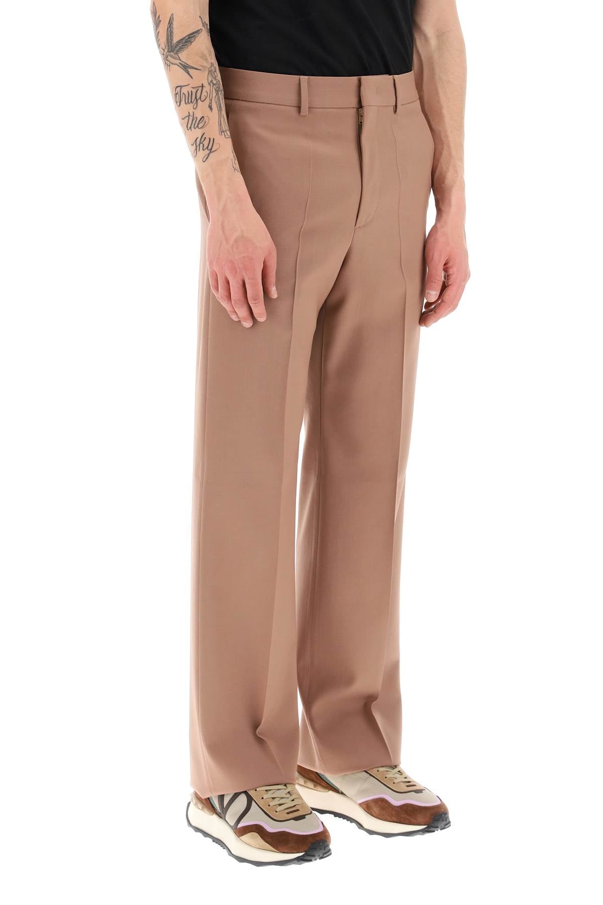 Slim Fit Pink Wool Tailored Trousers for Men - SS23