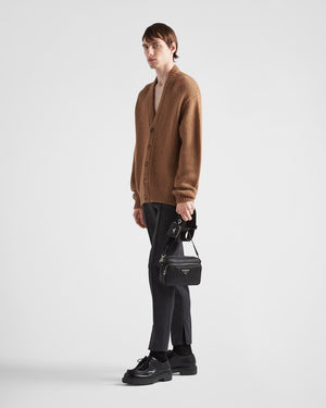 Men's Calf Leather Messenger Bag in Nero for SS24