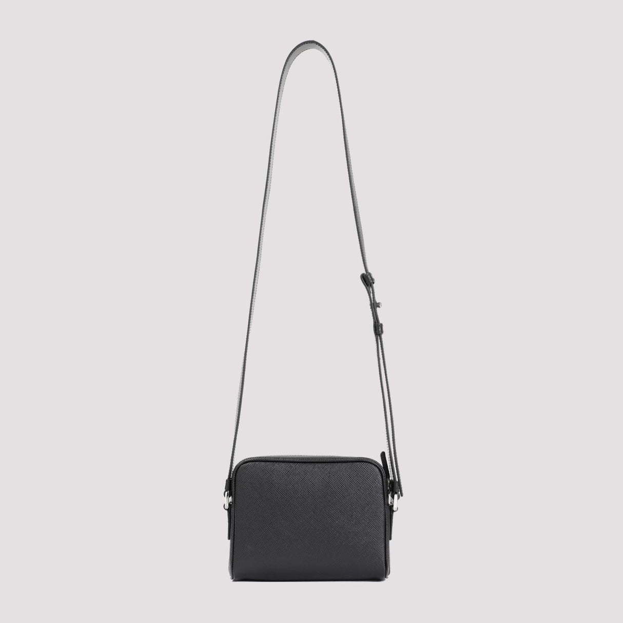 PRADA Black Saffiano Leather Shoulder Bag for Men (SS24 Collection)