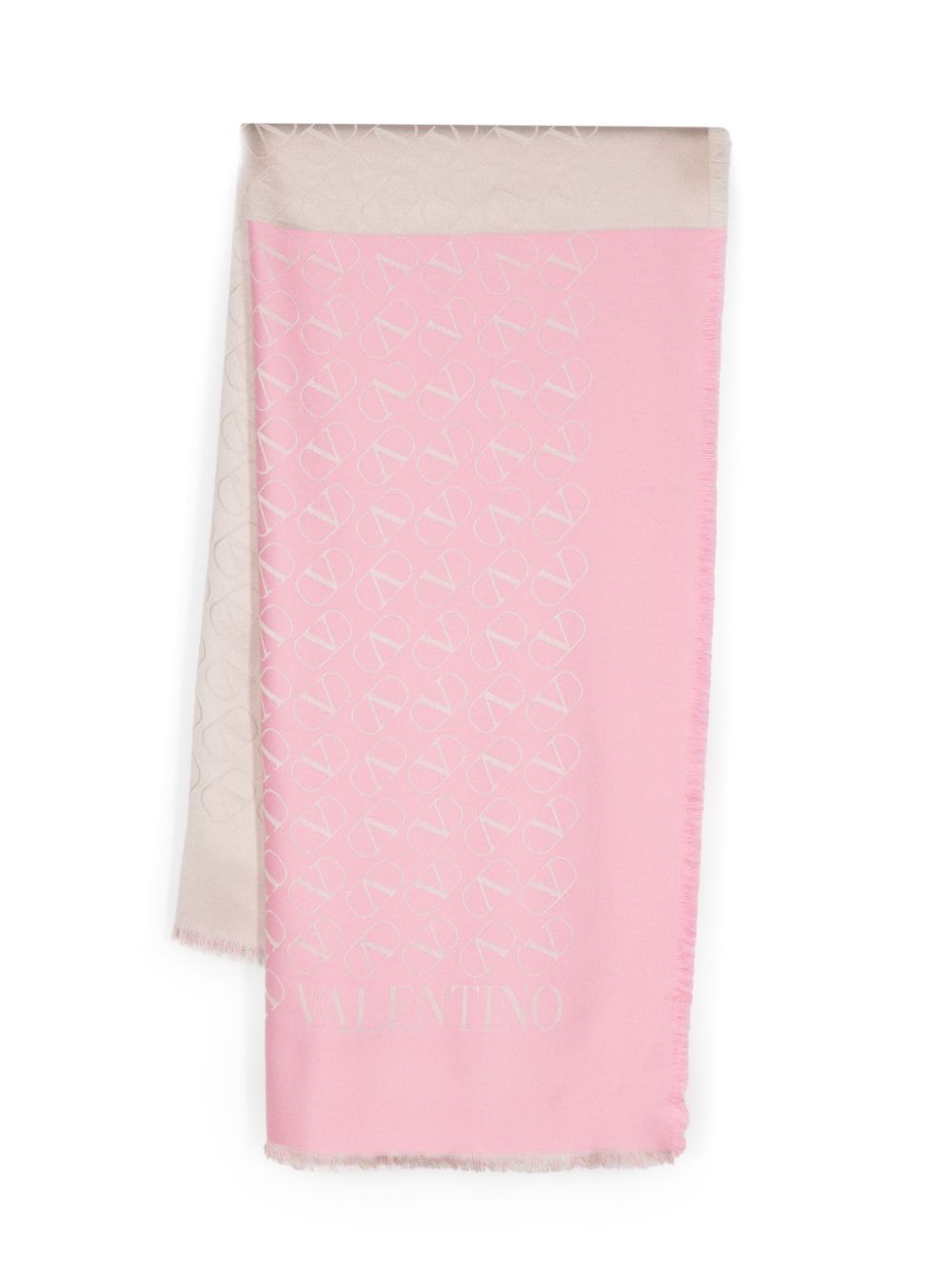 淡粉色和米色Vlogo梭羅紋絲巾