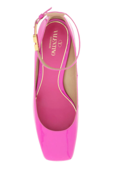 VALENTINO GARAVANI Elegant Pink Patent Leather Tango Pumps with Gold Accents