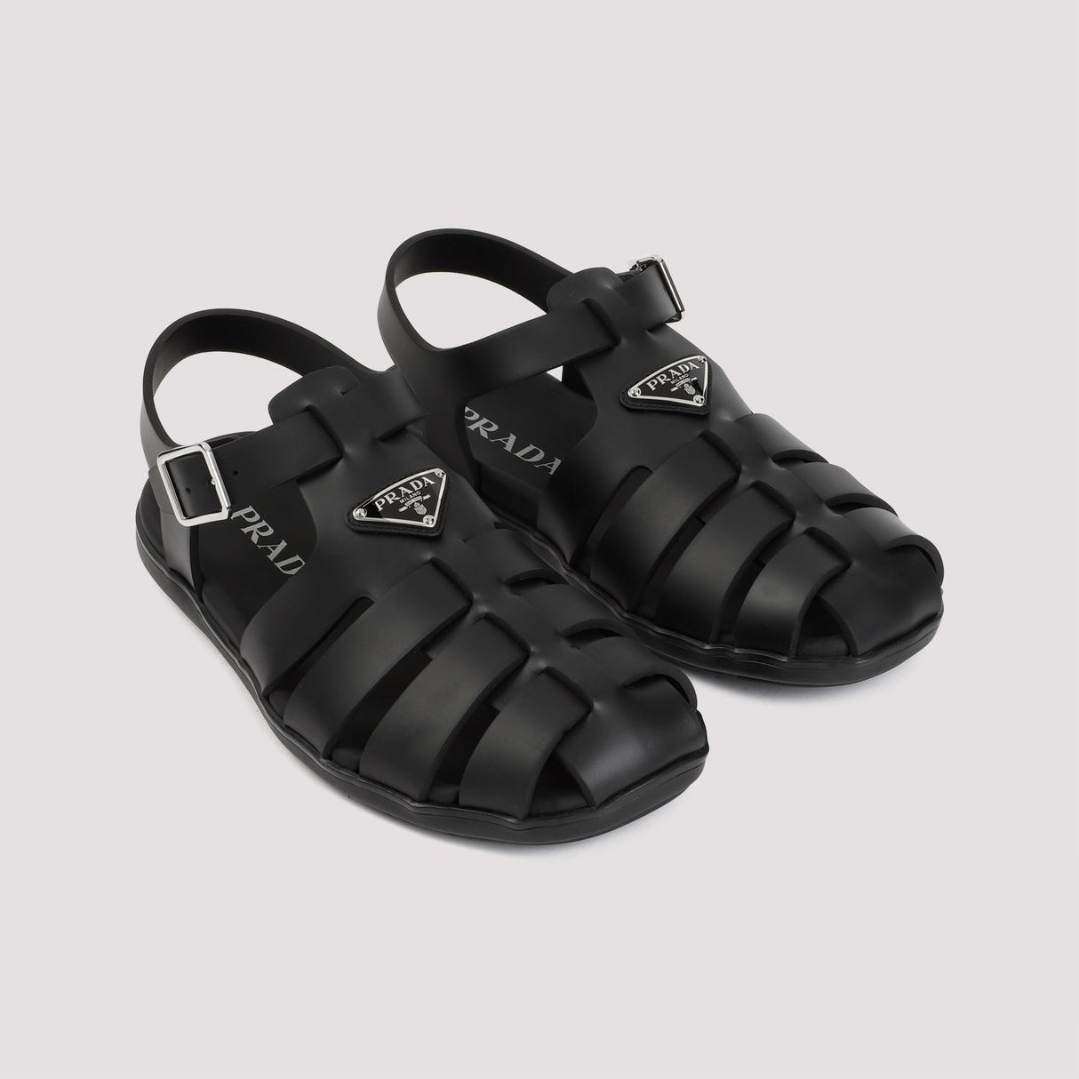 PRADA Men's Black Soft Project Sandals for SS24