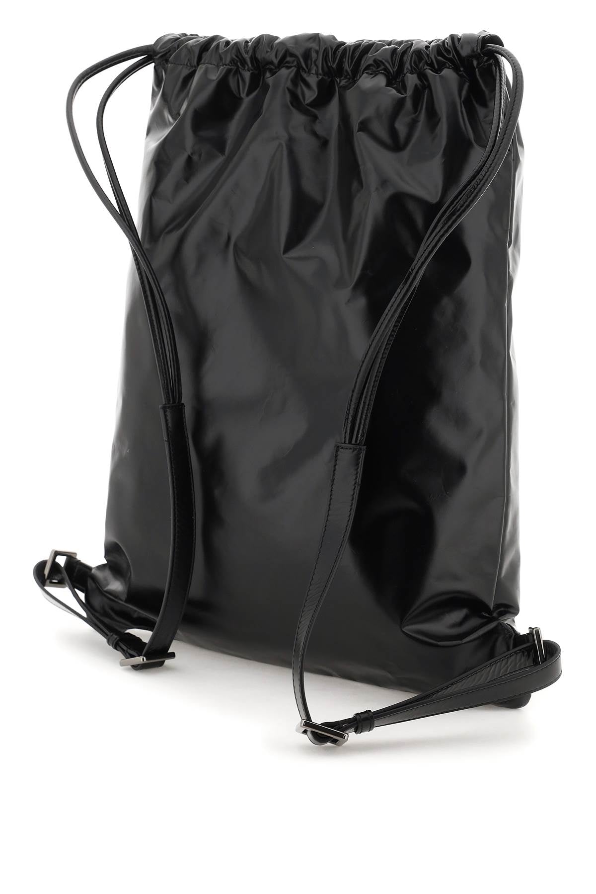 Black Leather Soft Backpack for Men