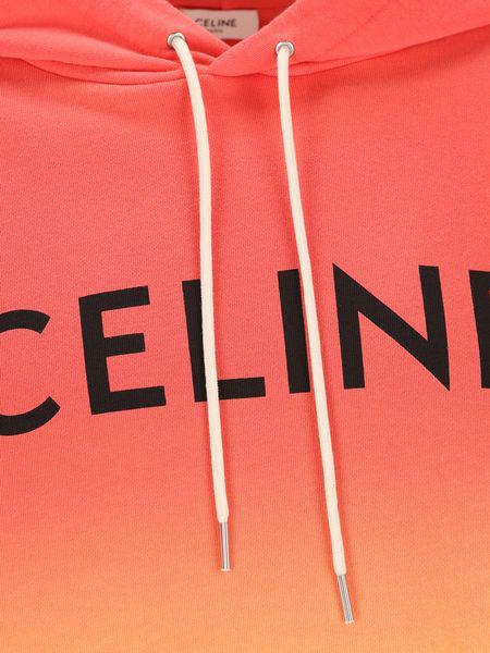 CELINE Men's Dégradé Orange Hoodie in 100% Cotton