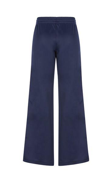 Navy Blue Low-Rise Track Pants with Contrasting Orange Bands and Celine Embroidered Logo