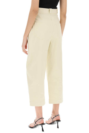 Beige High-Waisted Cropped Pants for Women - SS23 Collection