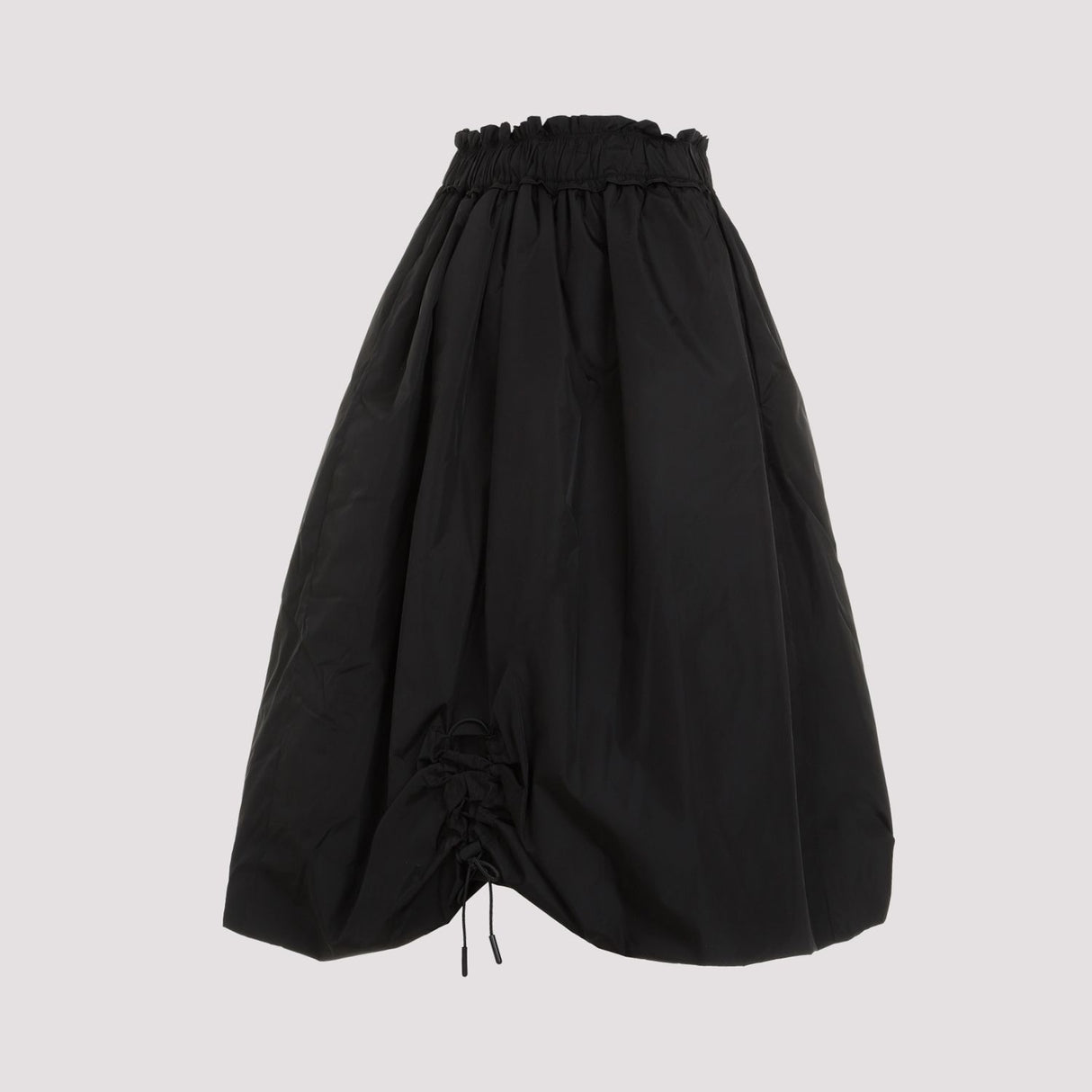 弹性收褶迷你裙-女式黑色聚酰胺裙，SS24时尚新品