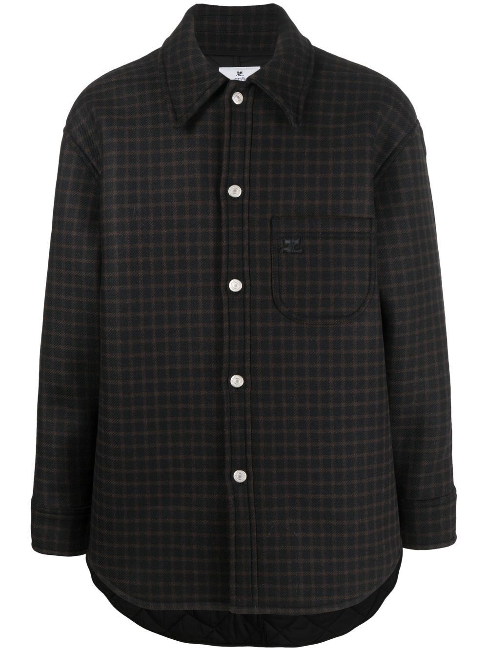 Oversized Vichy Wool Men's Shirt - Black / Chocolate for FW22
