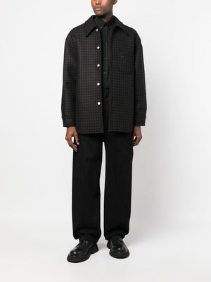 男士FW22黑/巧克力格纹宽松羊毛衬衫