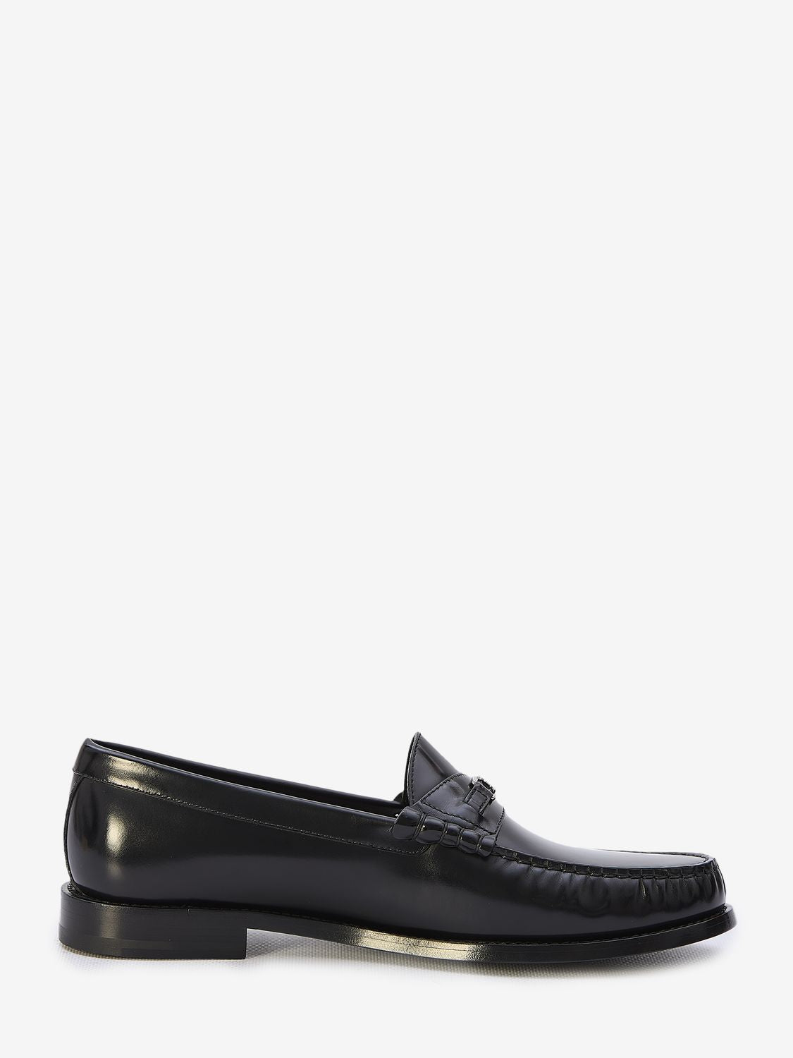 CELINE Black Triomphe Lucio Leather Loafers for Men