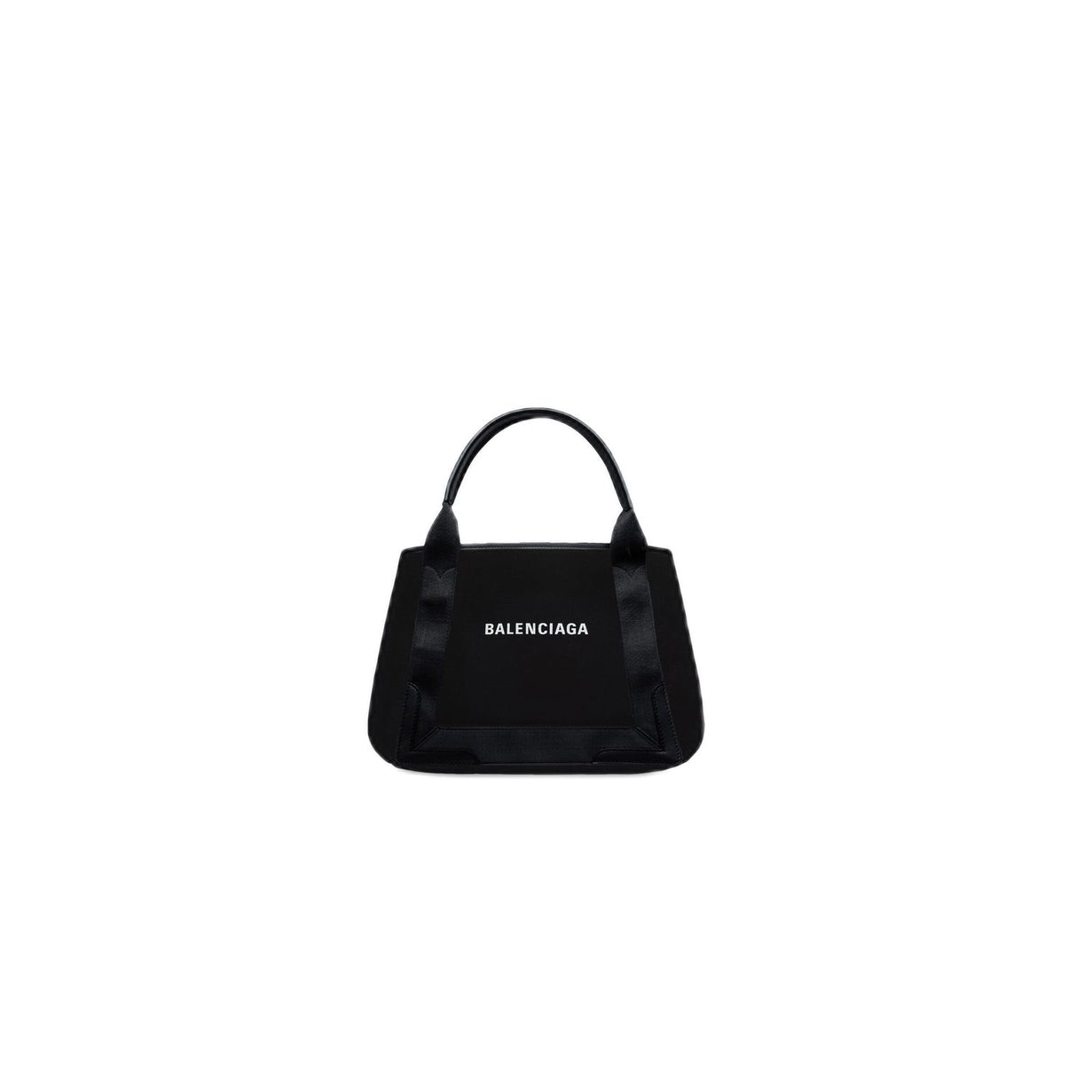 BALENCIAGA Women's Black Mini Basket Handbag with Top Handle - Cotton & Calfskin Blend for SS24
